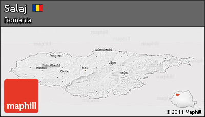 Silver Style Panoramic Map of Salaj, single color outside