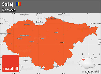 Political Simple Map of Salaj, single color outside, borders and labels