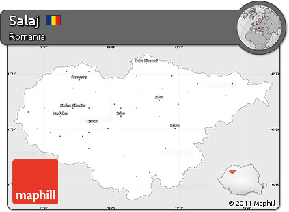 Silver Style Simple Map of Salaj, single color outside