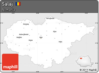 Silver Style Simple Map of Salaj, single color outside