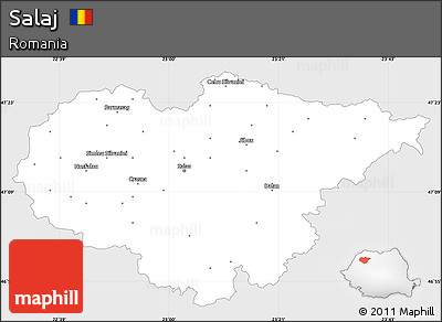 Silver Style Simple Map of Salaj, single color outside