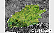 Satellite 3D Map of Sibiu, desaturated