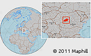 Gray Location Map of Sibiu, hill shading
