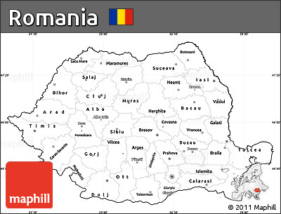 Blank Simple Map of Romania, cropped outside