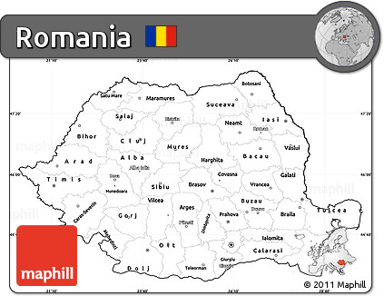Blank Simple Map of Romania, cropped outside