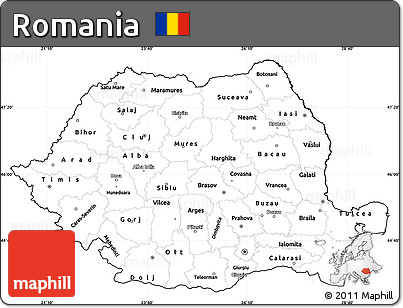 Blank Simple Map of Romania, cropped outside