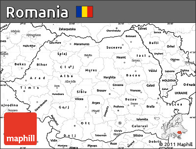 Blank Simple Map of Romania