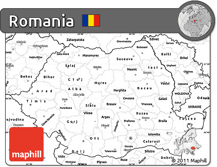 Blank Simple Map of Romania