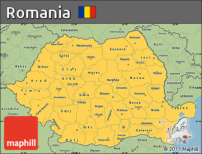 Savanna Style Simple Map of Romania