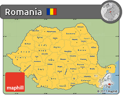 Savanna Style Simple Map of Romania, single color outside
