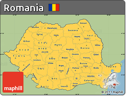 Savanna Style Simple Map of Romania, single color outside