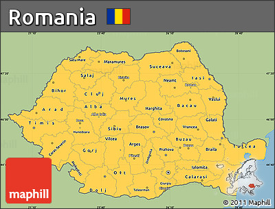 Savanna Style Simple Map of Romania, single color outside