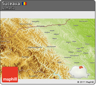 Physical 3D Map of Suceava