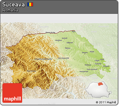 Physical 3D Map of Suceava, lighten