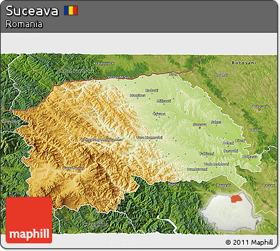 Physical 3D Map of Suceava, satellite outside