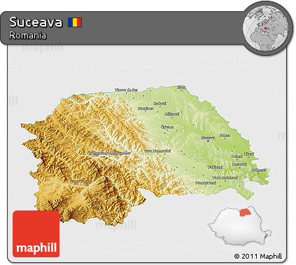 Physical 3D Map of Suceava, single color outside