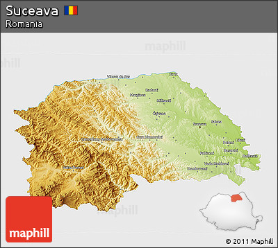 Physical 3D Map of Suceava, single color outside