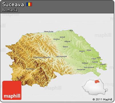 Physical 3D Map of Suceava, single color outside