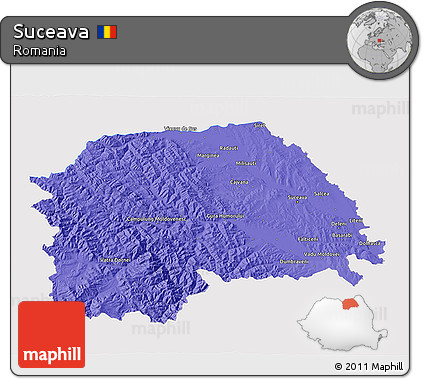 Political 3D Map of Suceava, single color outside