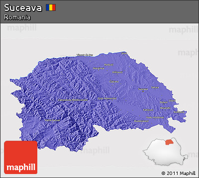 Political 3D Map of Suceava, single color outside