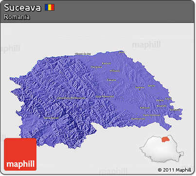Political 3D Map of Suceava, single color outside