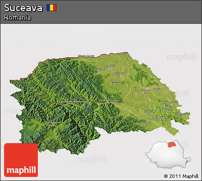 Satellite 3D Map of Suceava, cropped outside
