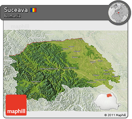 Satellite 3D Map of Suceava, lighten