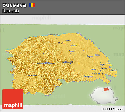 Savanna Style 3D Map of Suceava, single color outside