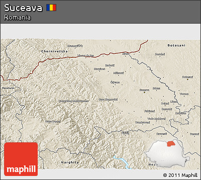 Shaded Relief 3D Map of Suceava