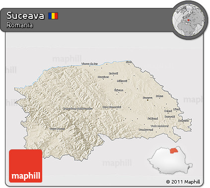 Shaded Relief 3D Map of Suceava, single color outside
