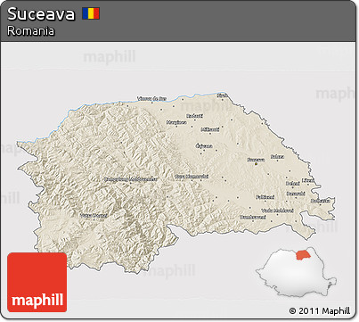 Shaded Relief 3D Map of Suceava, single color outside