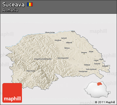 Shaded Relief 3D Map of Suceava, single color outside