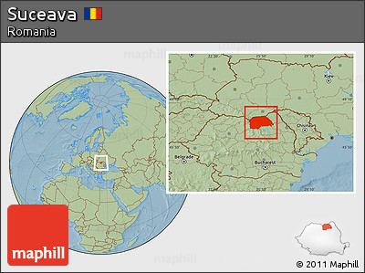 Savanna Style Location Map of Suceava, hill shading