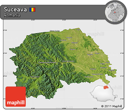 Satellite Map of Suceava, single color outside