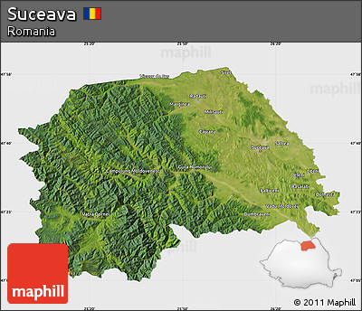 Satellite Map of Suceava, single color outside