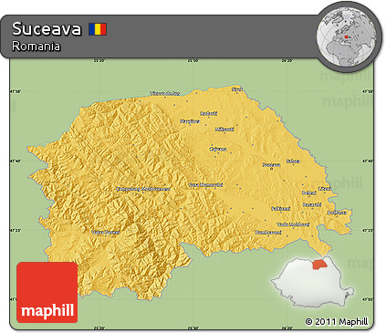 Savanna Style Map of Suceava, single color outside