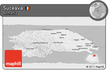 Gray Panoramic Map of Suceava, single color outside