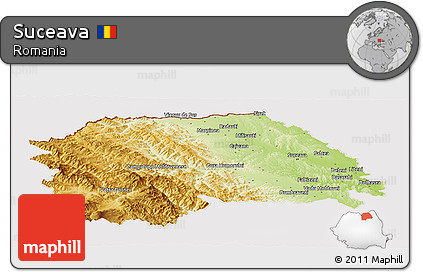 Physical Panoramic Map of Suceava, cropped outside