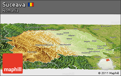 Physical Panoramic Map of Suceava, satellite outside