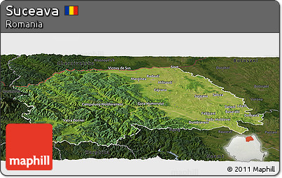 Satellite Panoramic Map of Suceava, darken