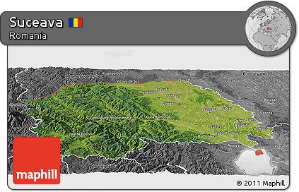 Satellite Panoramic Map of Suceava, desaturated
