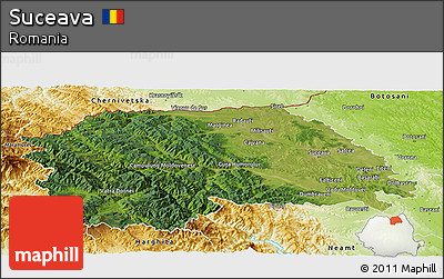 Satellite Panoramic Map of Suceava, physical outside