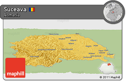 Savanna Style Panoramic Map of Suceava, single color outside