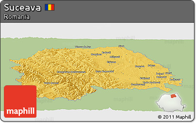 Savanna Style Panoramic Map of Suceava, single color outside