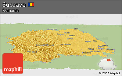 Savanna Style Panoramic Map of Suceava, single color outside