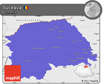 Political Simple Map of Suceava, single color outside, borders and labels