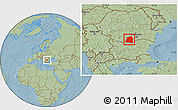 Savanna Style Location Map of Teleorman, hill shading