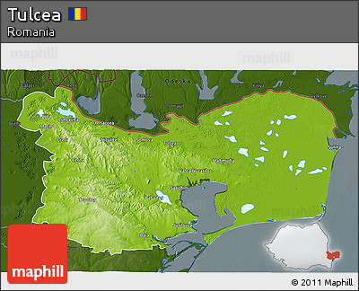 Physical 3D Map of Tulcea, darken