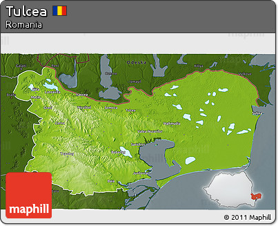 Physical 3D Map of Tulcea, darken