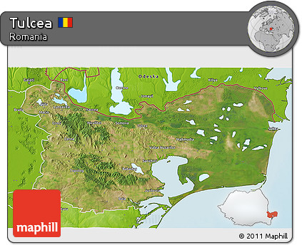 Satellite 3D Map of Tulcea, physical outside